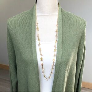 LOFT NWT Spring Green Cotton Open Cardigan Size XL